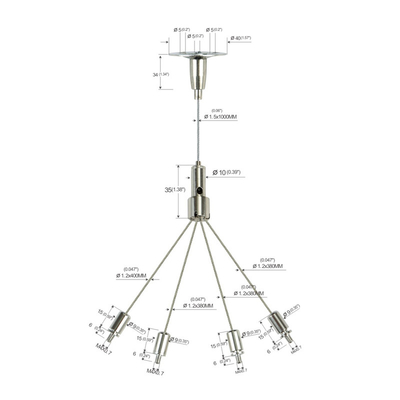 Garpu Gantung Kit Untuk High Bay Light Brass Nikel Disepuh Wire Suspension Kit YW-86023